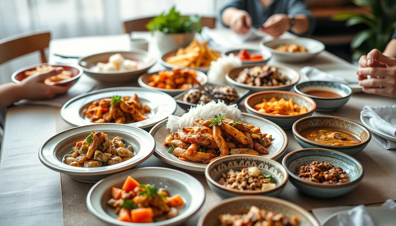Balanced healthy meal prepared in a home kitchen