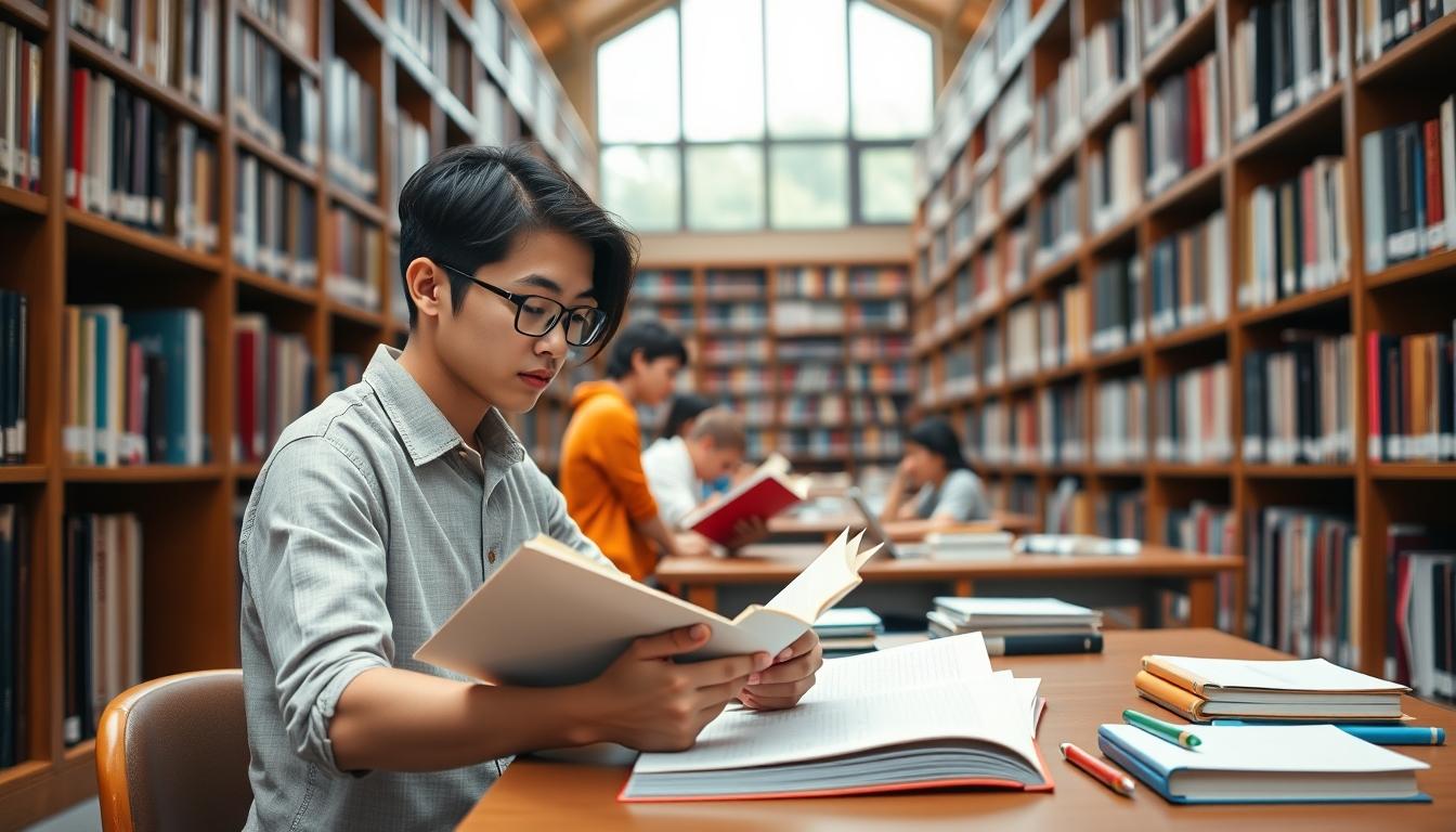 Student using a study guide to organize academic notes